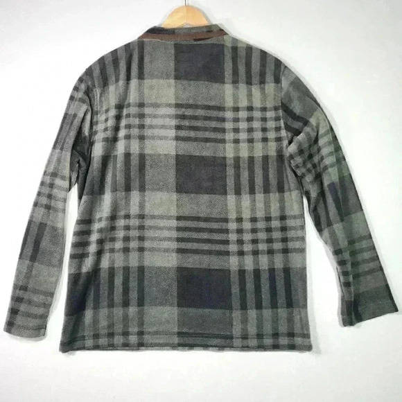 Smith's Workwear‎ Men's Henley Fleece Large Olive Black Plaid Long Sleeve - Picture 10 of 15